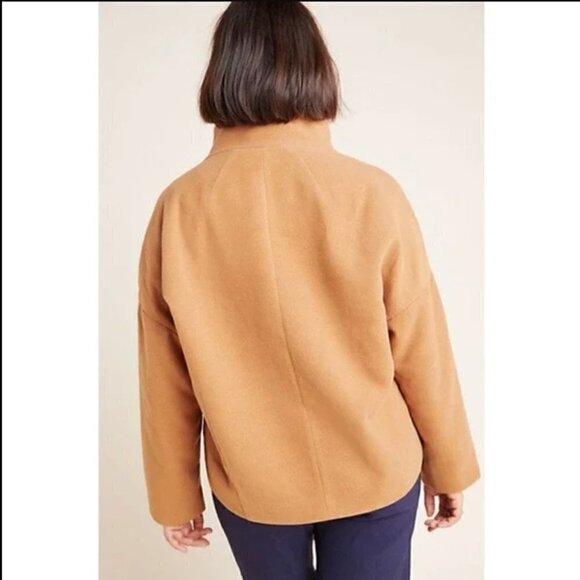 NWT Anthropologie Sascha Asymmetrical Button-Front Coat Jacket Bronze Camel XS - Picture 4 of 16